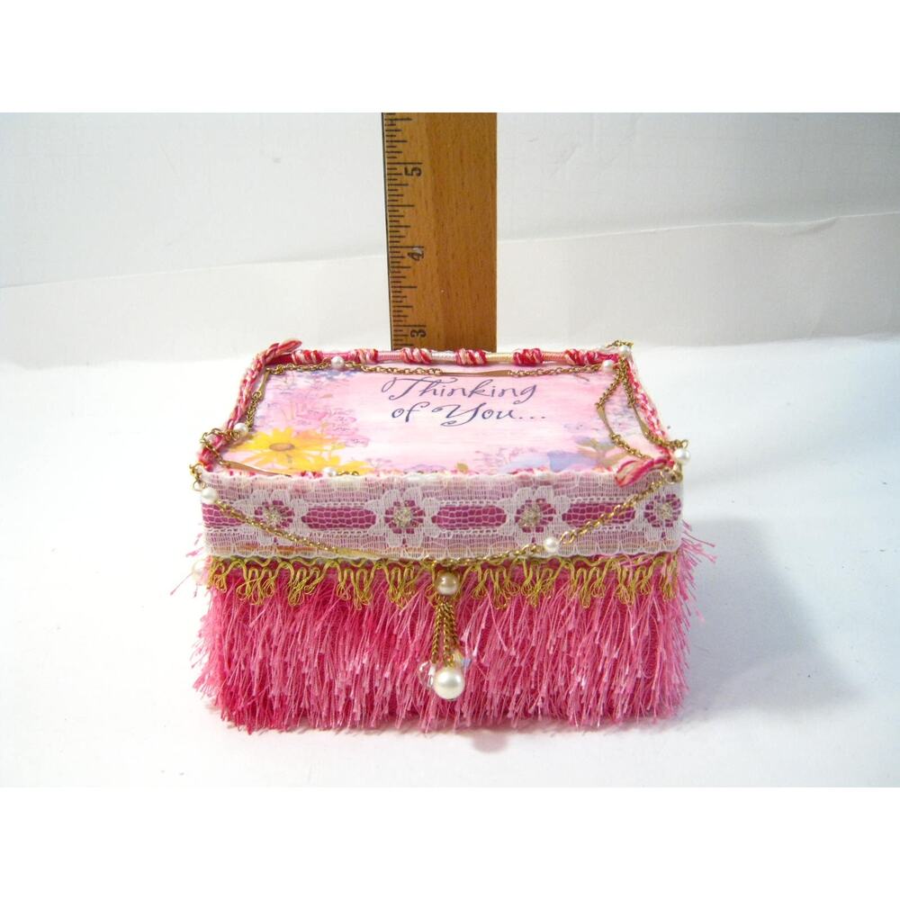 Handcrafted Keepsake Trinket Box for Mementos Desk Items w/ Journal Potpourri - Picture 8 of 10